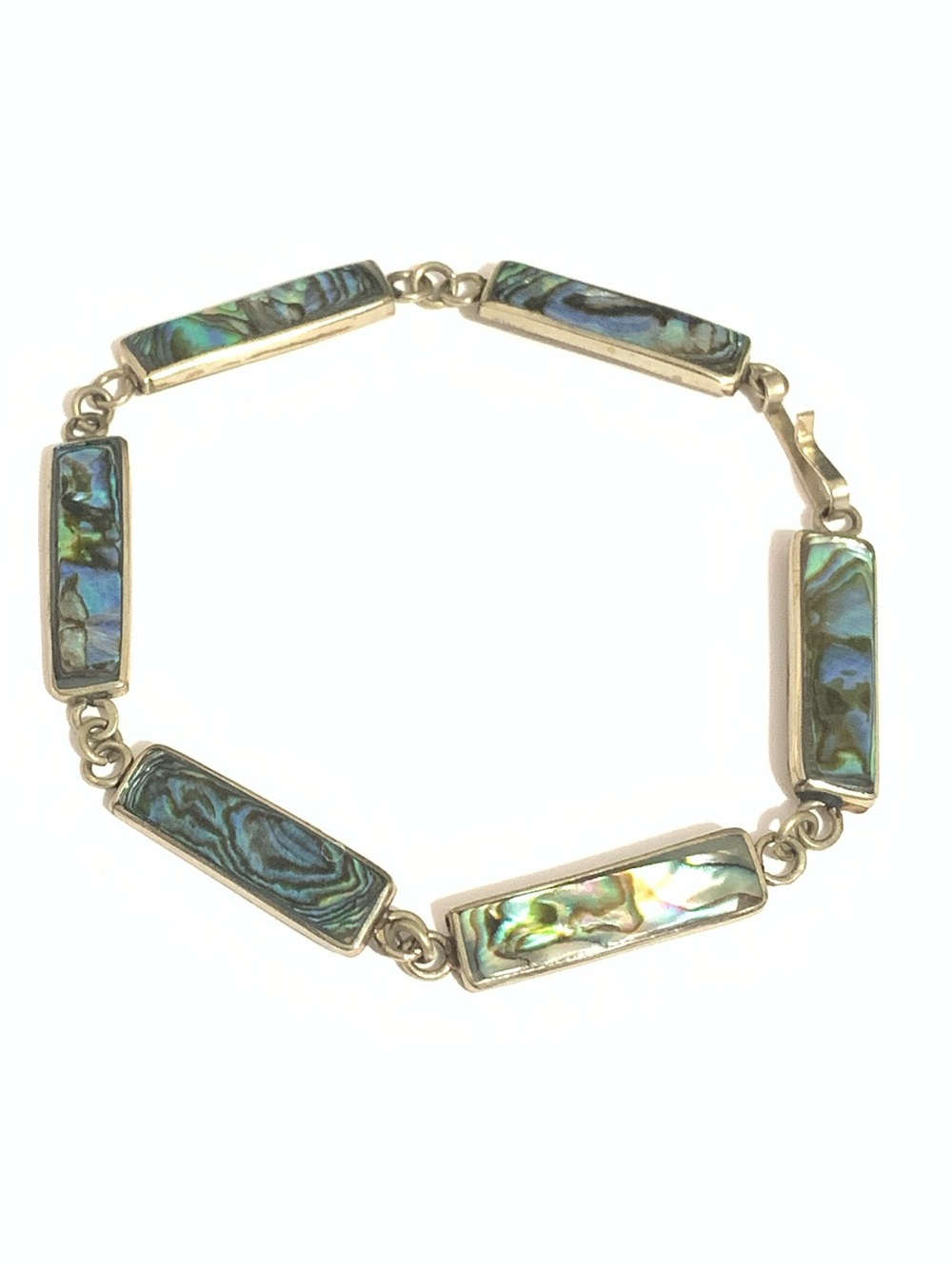 Abalone Inlay Silver-Link Bracelet - Multicolor